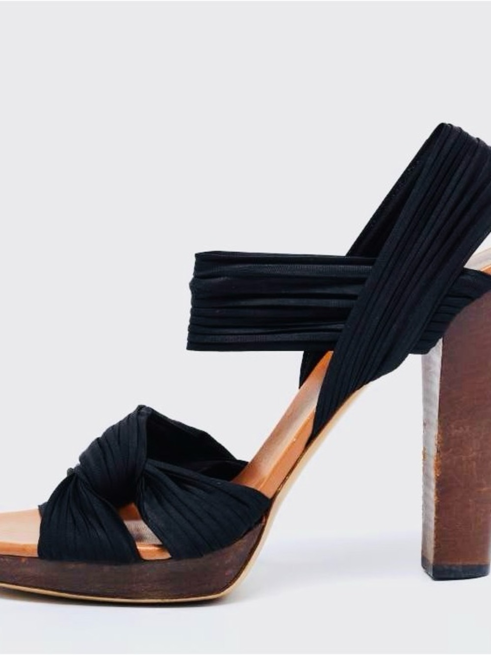 Gucci Black Twisted-Strap Block Heel Sandal